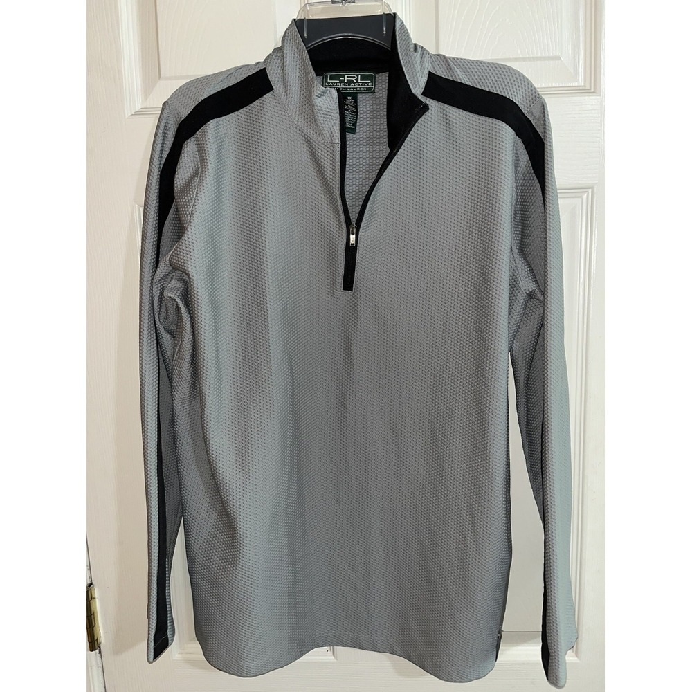 L RL Lauren Active Ralph Womens Sz 1x Pullover 1/4 Zip Gray Waffle Knit